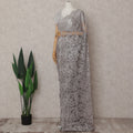 Metallic Silver Chantilly Lace Saree - D31684
