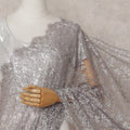 Metallic Silver Chantilly Lace Saree - D31684