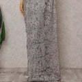 Metallic Silver Chantilly Lace Saree - D31684