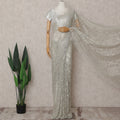 Champagne Gold Chantilly Lace Saree - D31679