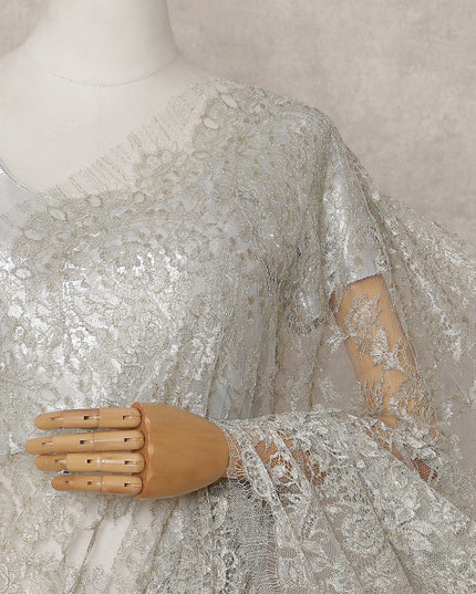 Champagne Gold Chantilly Lace Saree - D31679