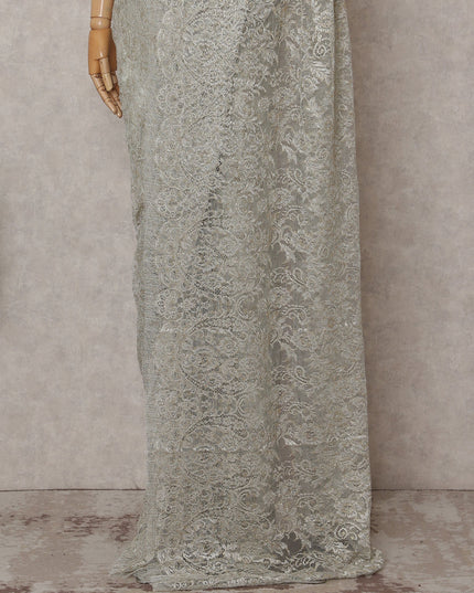 Champagne Gold Chantilly Lace Saree - D31679
