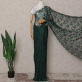 Emerald Bottle Green French Chantilly Lace Saree 5.5m