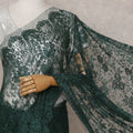 Emerald Bottle Green French Chantilly Lace Saree 5.5m
