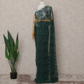 Emerald Bottle Green French Chantilly Lace Saree 5.5m