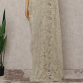 Cream Gold French Chantilly Lace Saree 5.5m