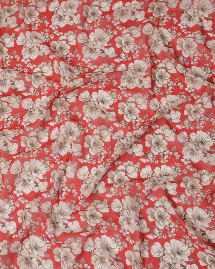 Red Floral Sudanese Cotton Voile Thobe