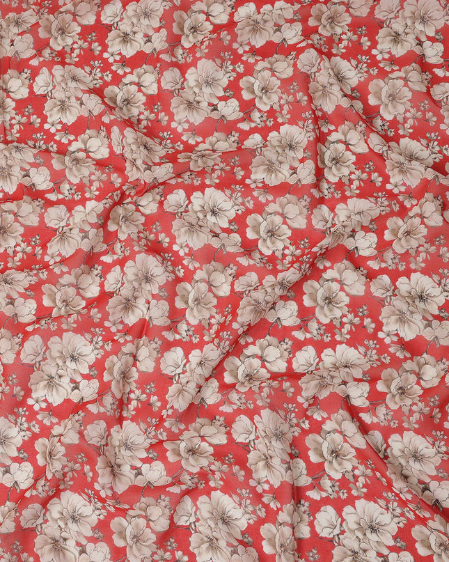 Red Floral Sudanese Cotton Voile Thobe