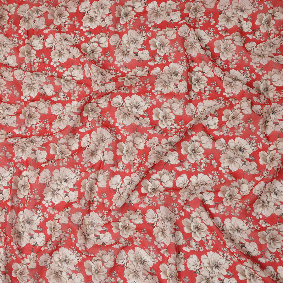 Red Floral Sudanese Cotton Voile Thobe