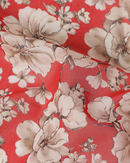 Red Floral Sudanese Cotton Voile Thobe