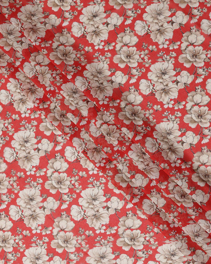 Red Floral Sudanese Cotton Voile Thobe