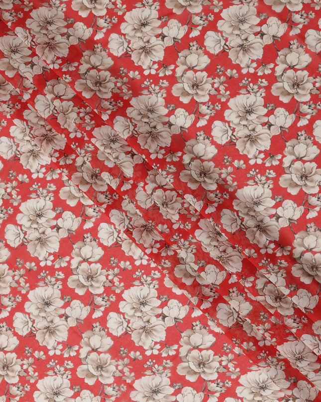 Red Floral Sudanese Cotton Voile Thobe