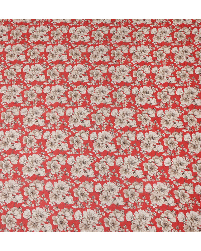 Red Floral Sudanese Cotton Voile Thobe