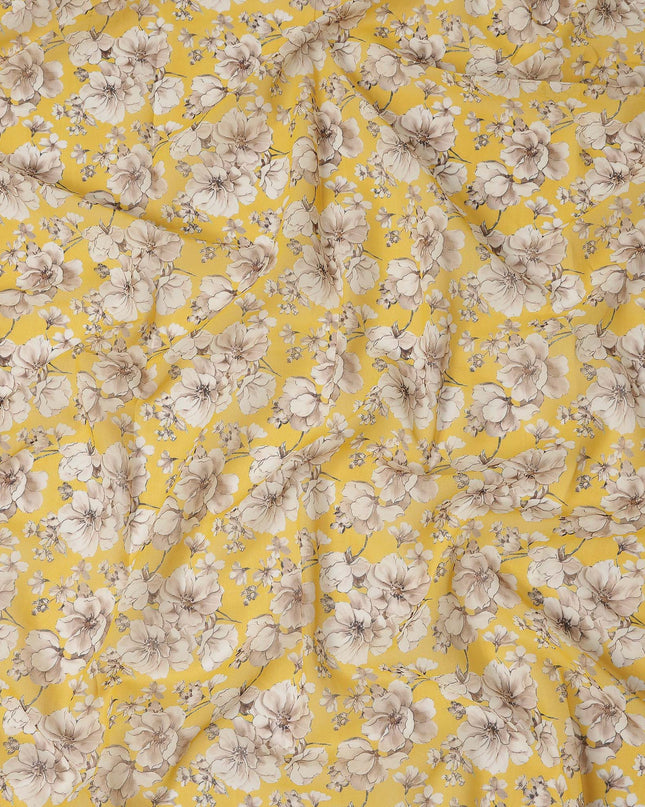 Yellow Floral Sudanese Cotton Voile Thobe