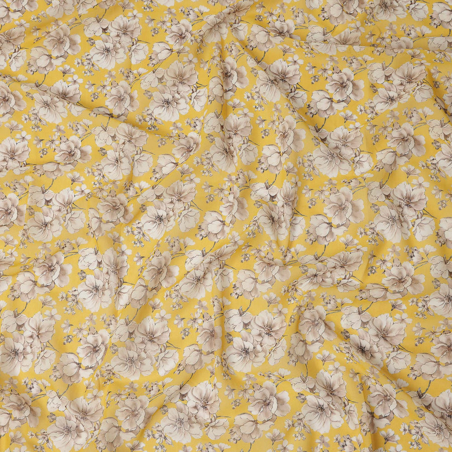 Yellow Floral Sudanese Cotton Voile Thobe