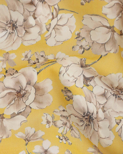 Yellow Floral Sudanese Cotton Voile Thobe