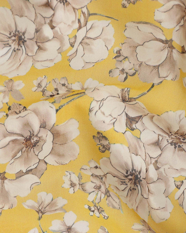 Yellow Floral Sudanese Cotton Voile Thobe