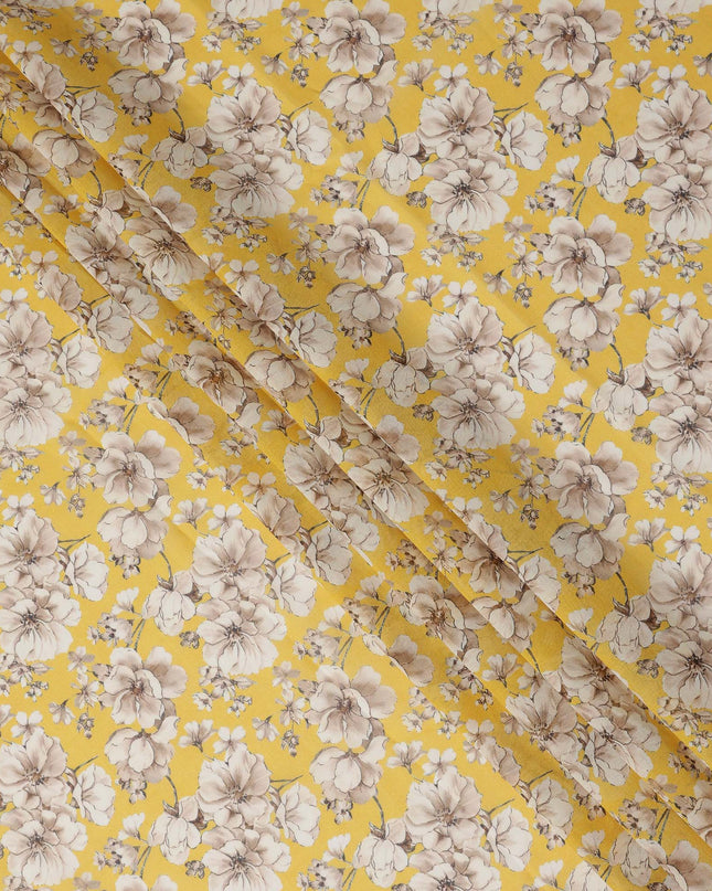 Yellow Floral Sudanese Cotton Voile Thobe