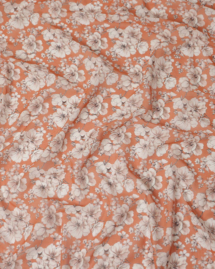 Orange Floral Sudanese Cotton Voile Thobe