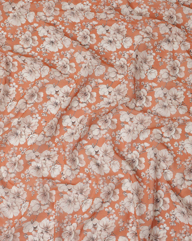 Orange Floral Sudanese Cotton Voile Thobe