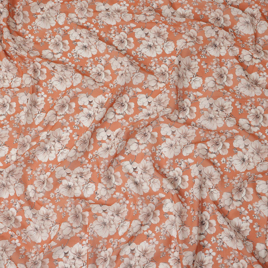Orange Floral Sudanese Cotton Voile Thobe