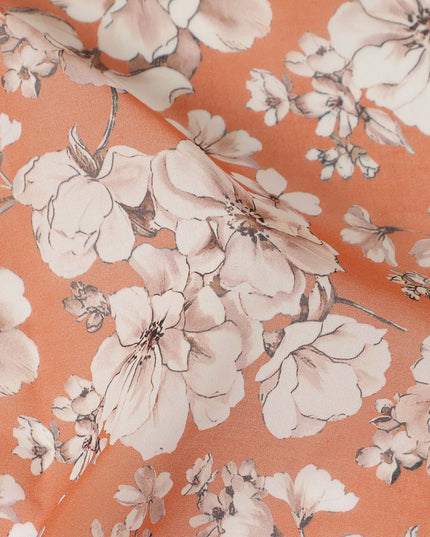 Orange Floral Sudanese Cotton Voile Thobe