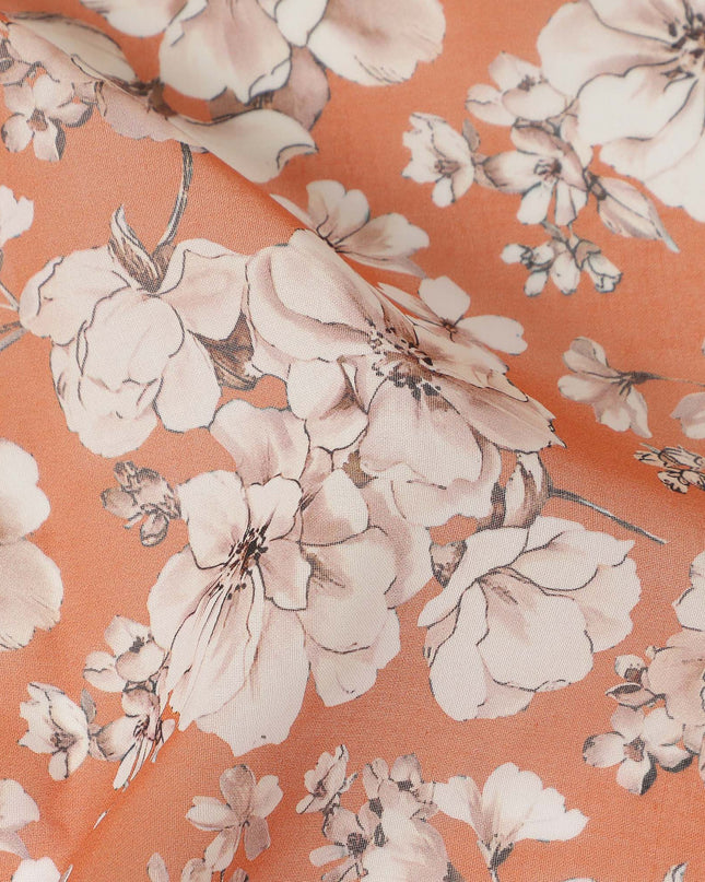 Orange Floral Sudanese Cotton Voile Thobe