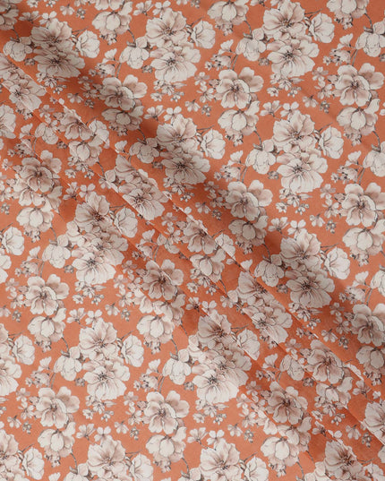 Orange Floral Sudanese Cotton Voile Thobe