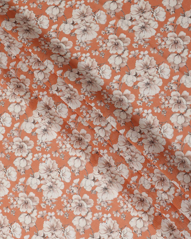 Orange Floral Sudanese Cotton Voile Thobe