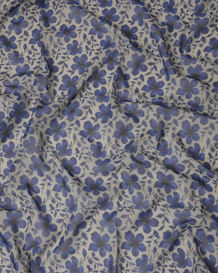 Grey Floral Sudanese Cotton Voile Thobe