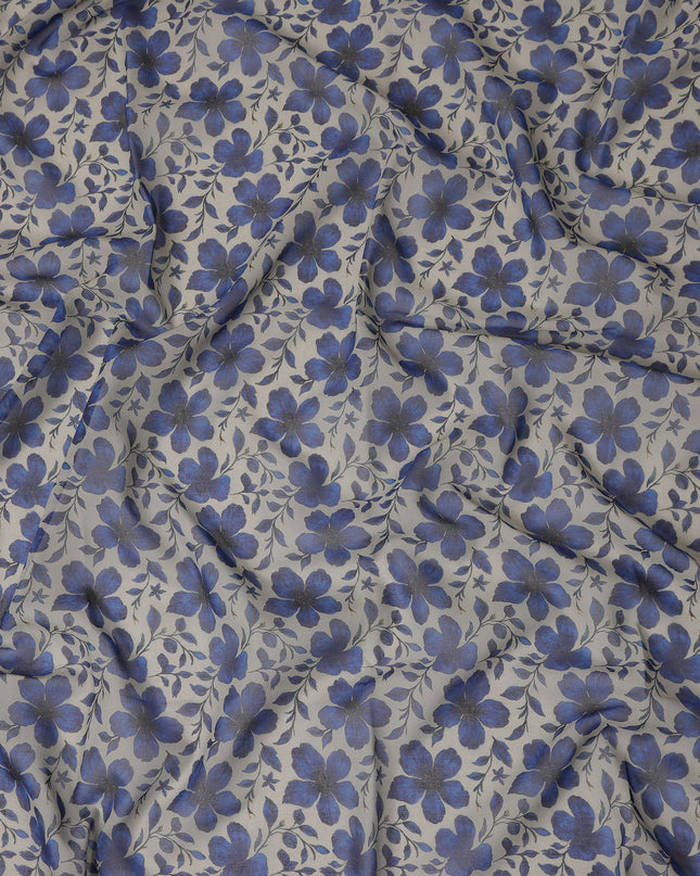Grey Floral Sudanese Cotton Voile Thobe
