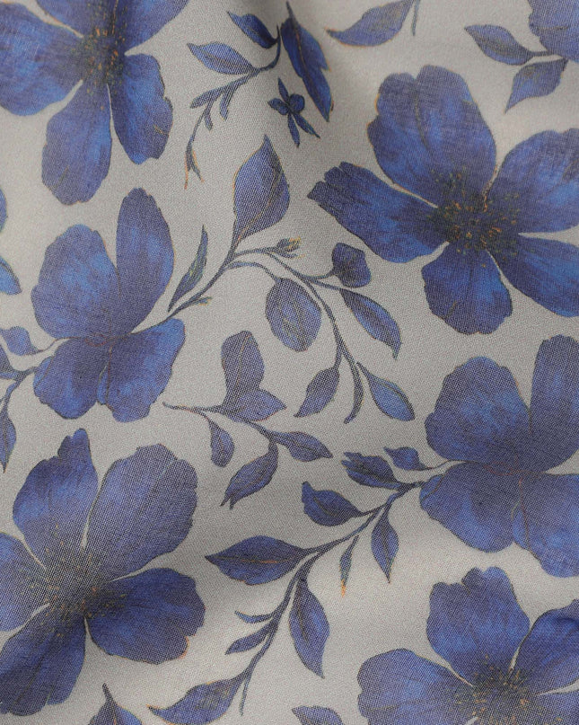 Grey Floral Sudanese Cotton Voile Thobe
