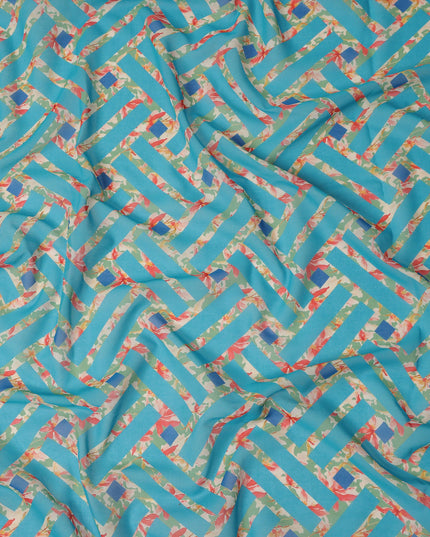 Blue Geometric Sudanese Cotton Voile Thobe