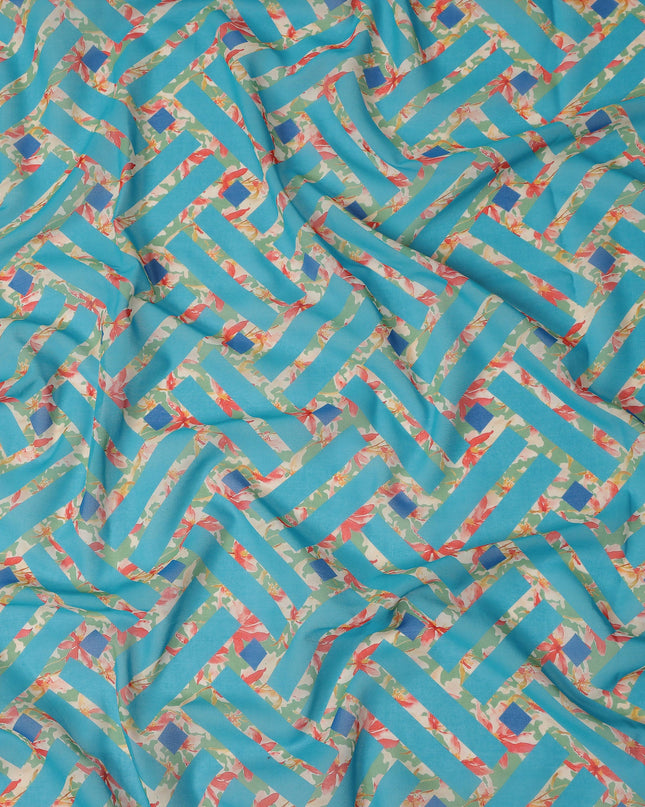 Blue Geometric Sudanese Cotton Voile Thobe