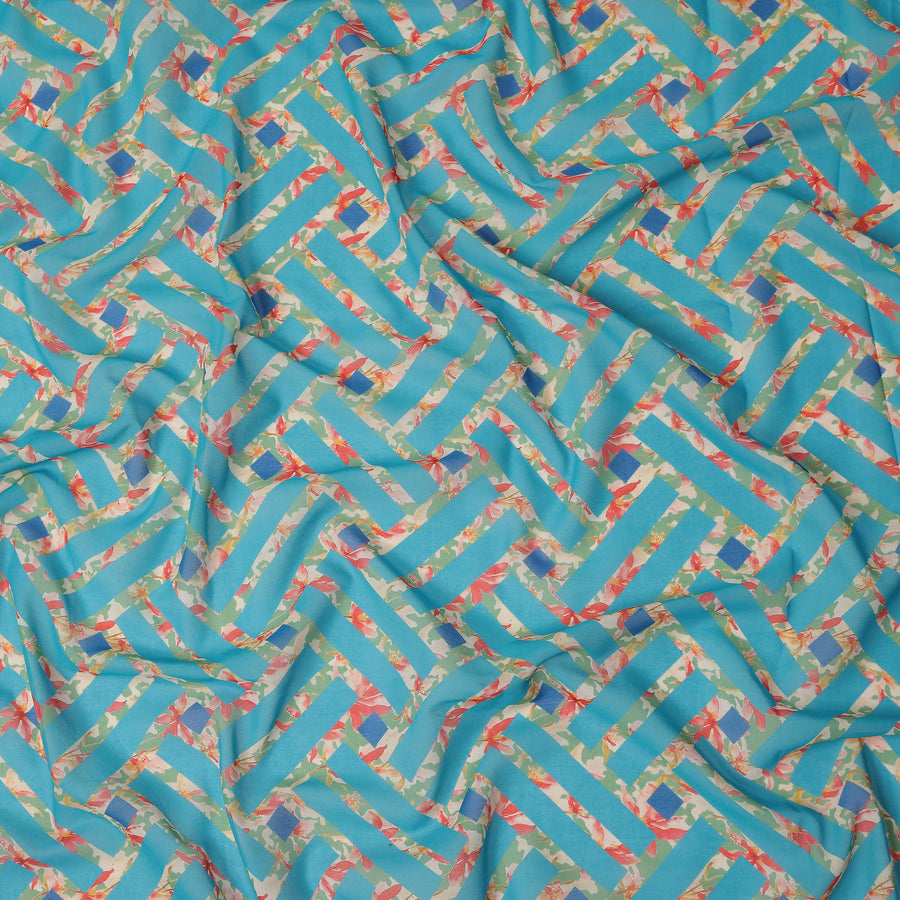 Blue Geometric Sudanese Cotton Voile Thobe