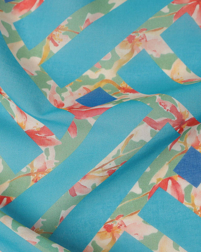 Blue Geometric Sudanese Cotton Voile Thobe