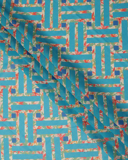 Blue Geometric Sudanese Cotton Voile Thobe