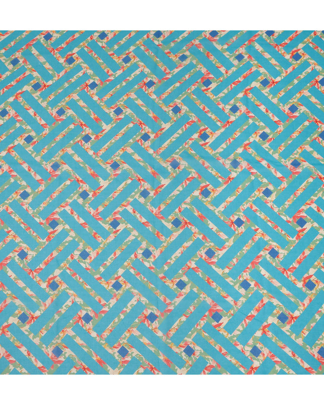 Blue Geometric Sudanese Cotton Voile Thobe