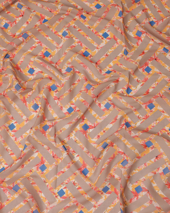 Beige Geometric Sudanese Cotton Voile Thobe