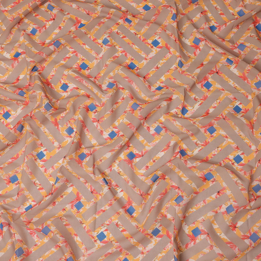 Beige Geometric Sudanese Cotton Voile Thobe