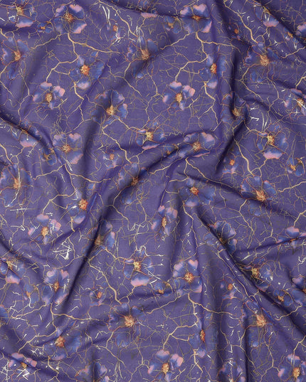 Purple Floral Sudanese Cotton Voile Thobe