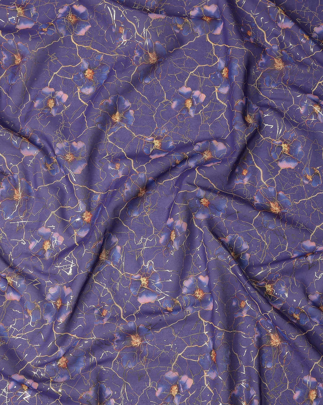 Purple Floral Sudanese Cotton Voile Thobe