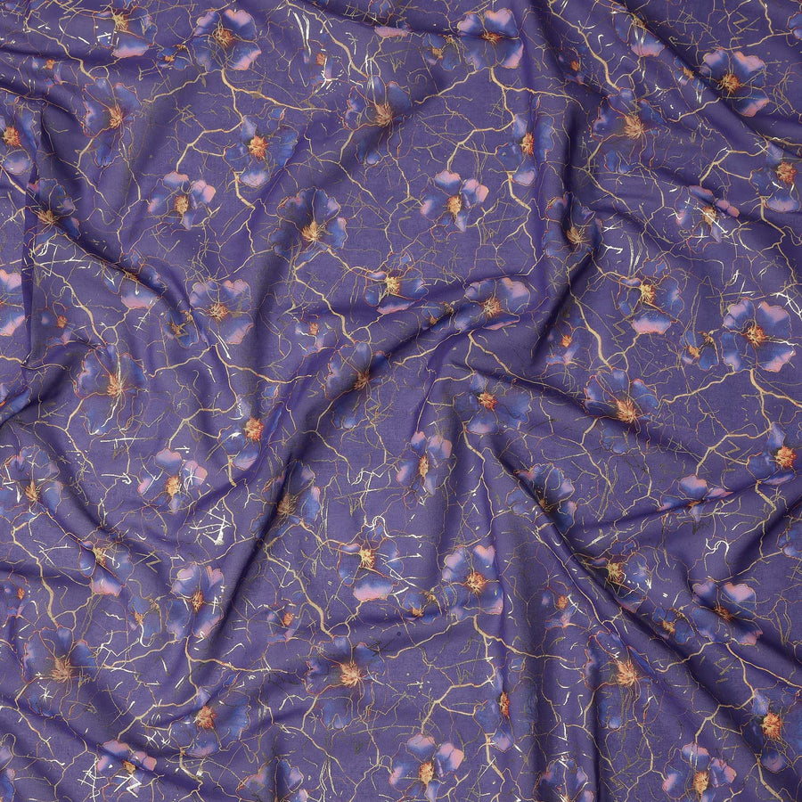 Purple Floral Sudanese Cotton Voile Thobe