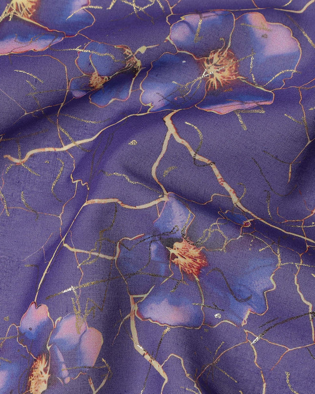 Purple Floral Sudanese Cotton Voile Thobe