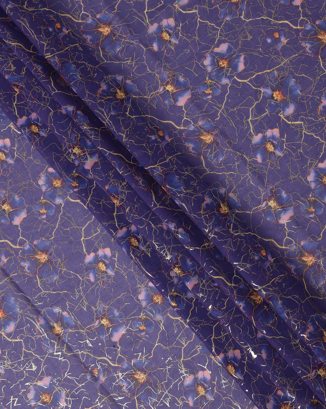 Purple Floral Sudanese Cotton Voile Thobe