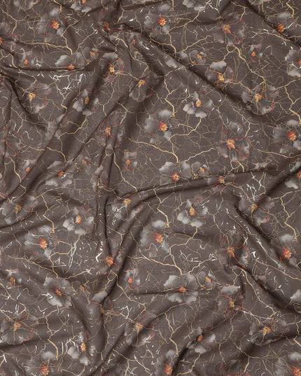 Brown Floral Sudanese Cotton Voile Thobe