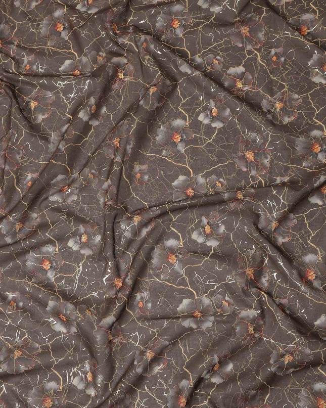 Brown Floral Sudanese Cotton Voile Thobe