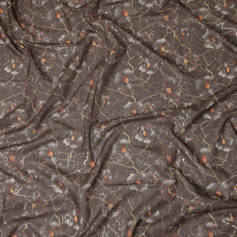 Brown Floral Sudanese Cotton Voile Thobe