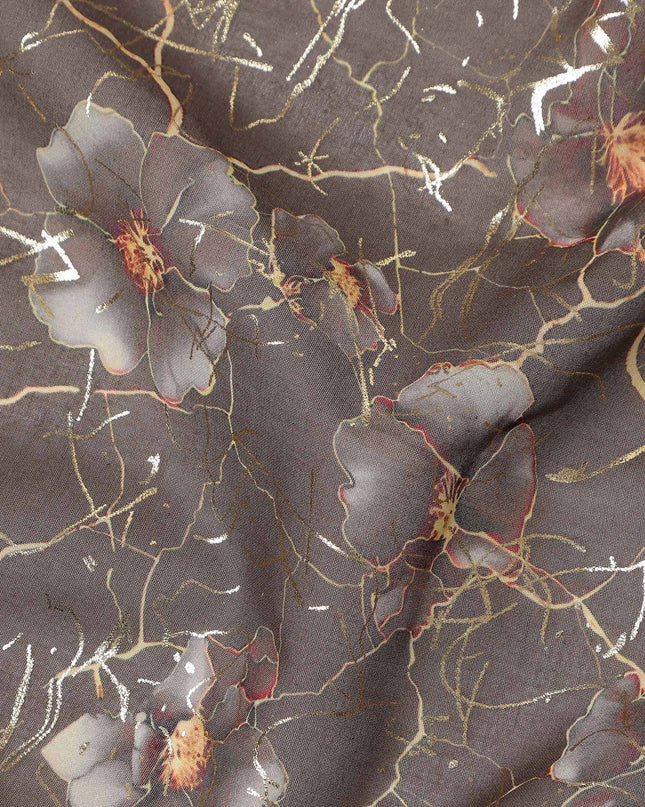 Brown Floral Sudanese Cotton Voile Thobe