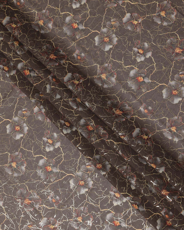 Brown Floral Sudanese Cotton Voile Thobe